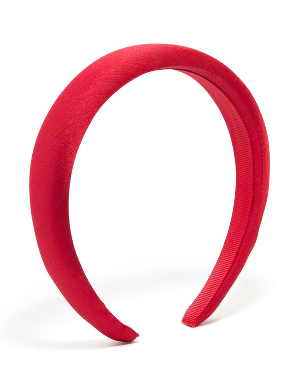 Red Satin Padded Fabric Headband
