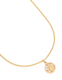 Waterproof Gold Plated Stainless Steel Virgo Circle Zodiac Sign Necklace - link has visual effect only