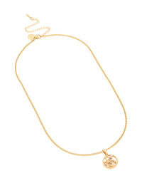 Waterproof Gold Plated Stainless Steel Circle Scorpio Zodiac Sign Necklace - link has visual effect only