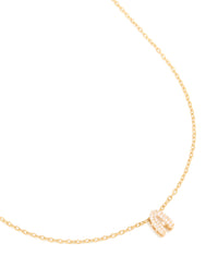 Waterproof Gold Plated Stainless Steel Cubic Zirconia Mini Pavé Letter A Necklace - link has visual effect only