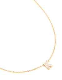 Waterproof Gold Stainless Steel Cubic Zirconia Mini Pavé Letter K Necklace - link has visual effect only