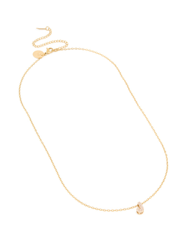 Waterproof Gold Plated Stainless Steel Cubic Zirconia Mini Pavé Letter J Necklace