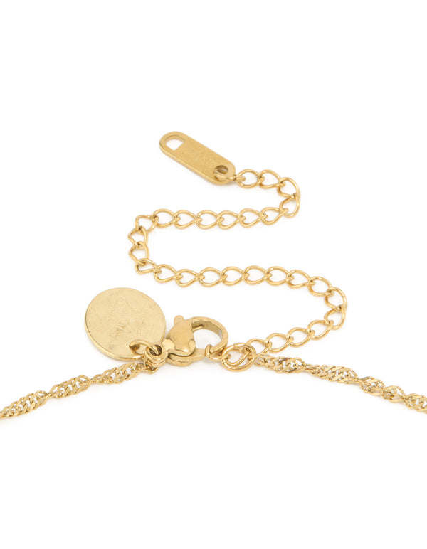 Waterproof Gold Plated Stainless Steel Libra Tab Necklace