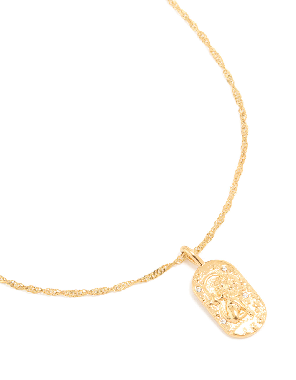 Waterproof Gold Plated Stainless Steel Leo Tab Necklace