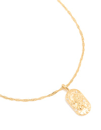 Waterproof Gold Plated Stainless Steel Leo Tab Necklace - link has visual effect only