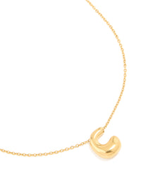 Waterproof Gold Plated Stainless Steel Large Bubble Letter C Necklace - link has visual effect only