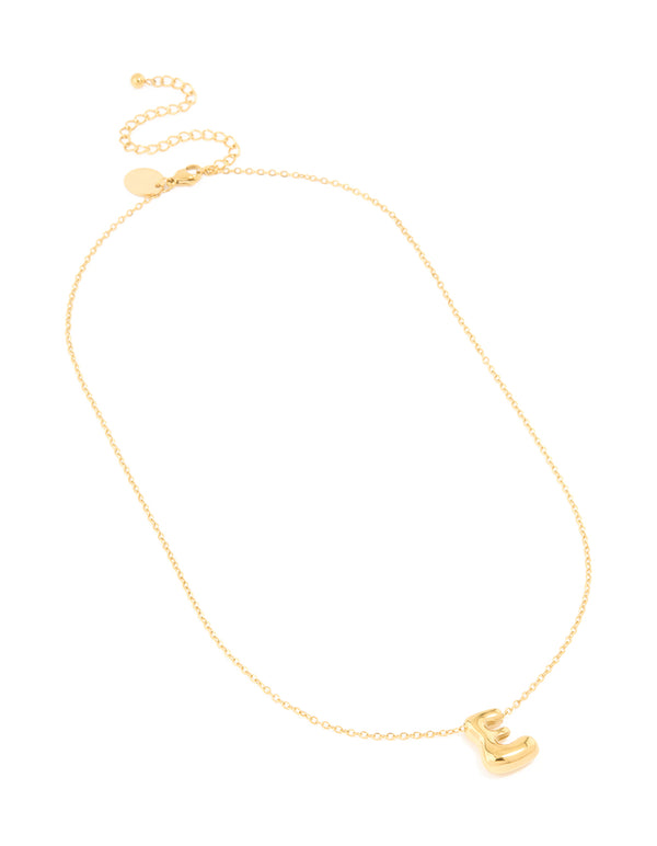 Waterproof Gold Plated Stainless Steel Large Bubble Letter E Necklace