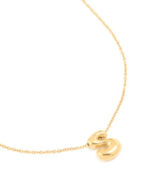 Waterproof Gold Plated Stainless Steel Large Bubble Letter S Necklace - link has visual effect only