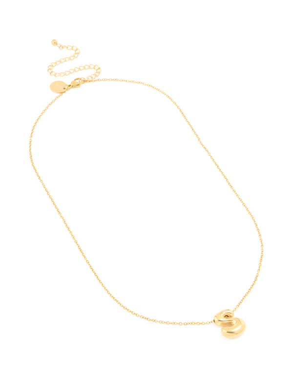 Waterproof Gold Plated Stainless Steel Large Bubble Letter S Necklace