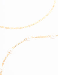 Gold Pearl & Shell Anklets 4-Pack - link has visual effect only