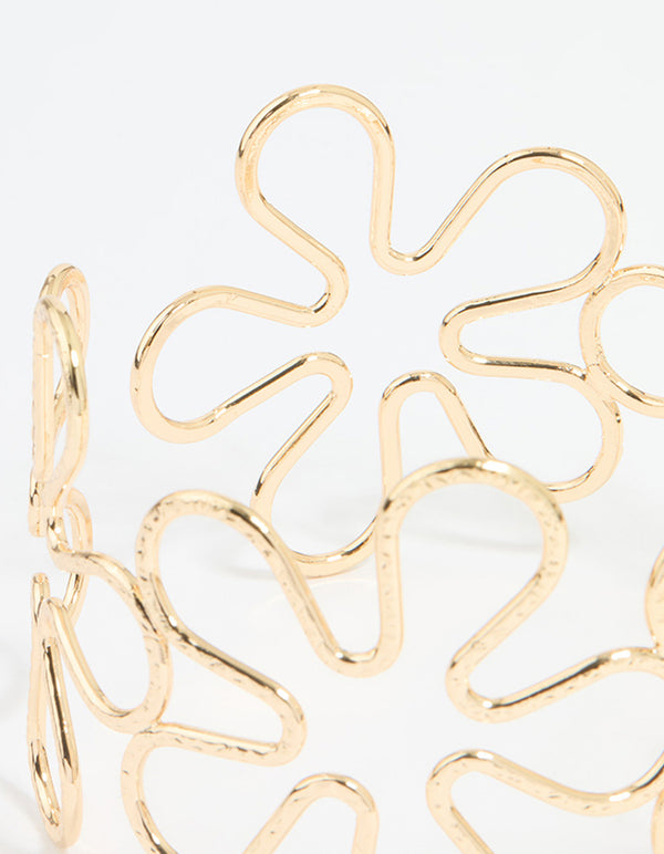 Gold Large Flower Arm Cuff