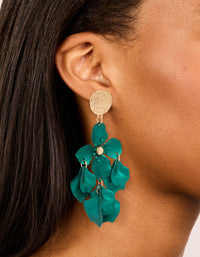 Gold Green Flower Molten Stud Earrings - link has visual effect only