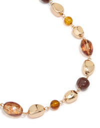 Gold Neutral Beaded Short Necklace - link has visual effect only