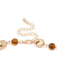 Gold Neutral Beaded Short Necklace - link has visual effect only