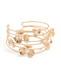 Gold Pearl Flower Wrist Cuff - link has visual effect only