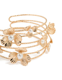 Gold Pearl Flower Wrist Cuff - link has visual effect only