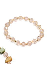 Neutral Beaded & Genuine Shell Stretch Bracelets 3-Pack - link has visual effect only