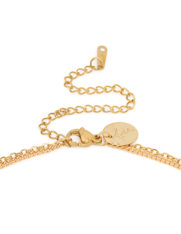 Waterproof Gold Plated Stainless Steel Pearl Dainty Layered Necklace