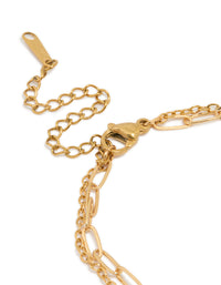 Waterproof Gold Plated Stainless Steel Pearl Fine Pin Chain Bracelet - link has visual effect only