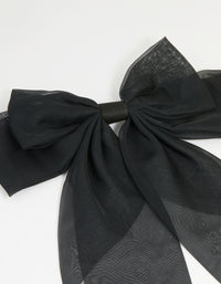 Black Opaque Fabric Drop Bow Hair Clip - link has visual effect only