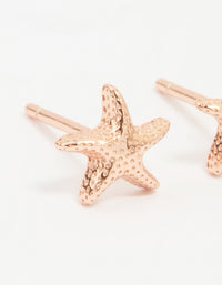 Rose Gold Plated Sterling Silver Starfish Stud Earrings - link has visual effect only