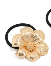 Gold Flower Detail Hair Ties 2-Pack - link has visual effect only
