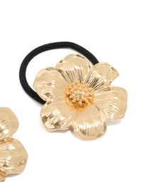 Gold Flower Detail Hair Ties 2-Pack - link has visual effect only