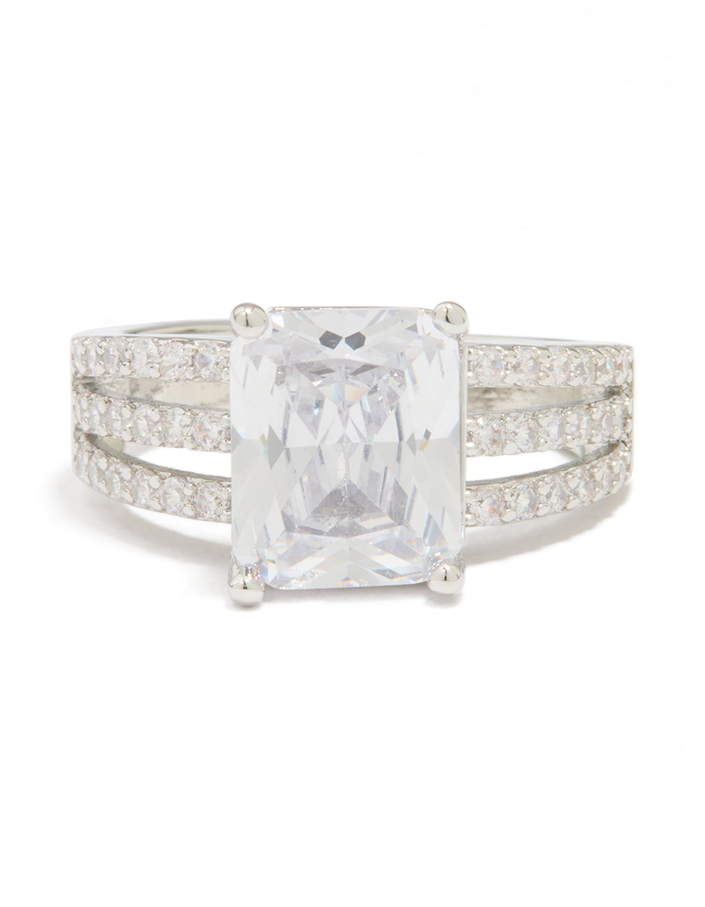 Silver Cubic Zirconia Square Band Ring