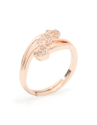 Rose Gold Cubic Zirconia Triple Layer Heart Ring - link has visual effect only