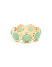 Gold Plated Green Semi Precious Stones Circle Ring - link has visual effect only