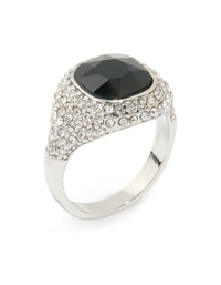 Silver Black Rhinestone Square Ring - link has visual effect only