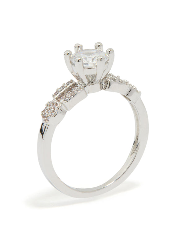 Silver Cubic Zirconia Small Round Ring