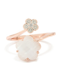 Rose Gold Cubic Zirconia Open Flower Ring - link has visual effect only
