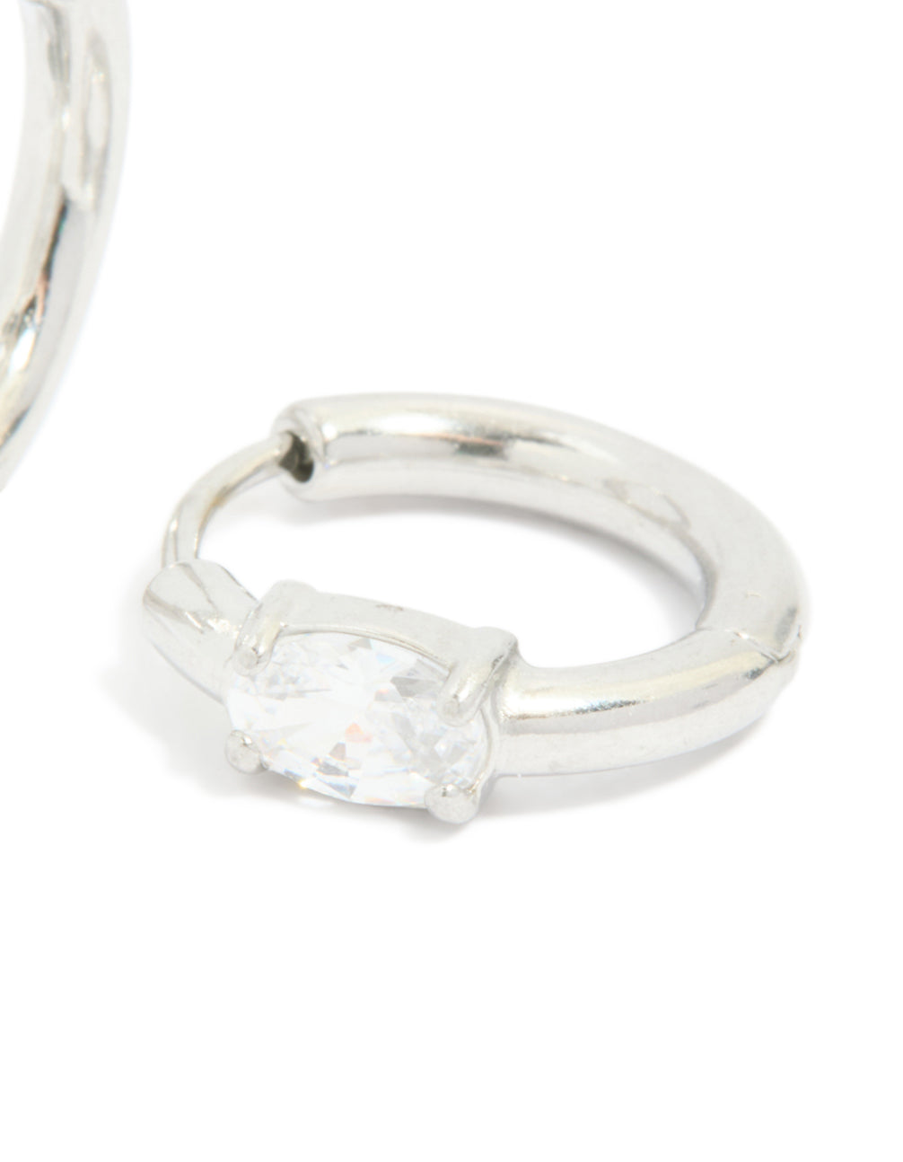 Stainless Steel Oval Prism Hoop Earrings