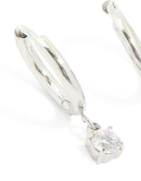 Stainless Steel 4mm Prism Drop Hoop Earrings - link has visual effect only