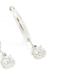 Stainless Steel 4mm Prism Drop Hoop Earrings - link has visual effect only