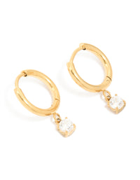 Gold Plated Surgical Steel 4MM Drop Prism Hoop Earrings - link has visual effect only