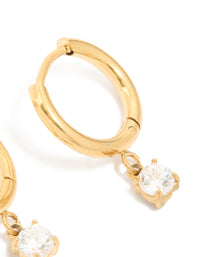 Gold Plated Surgical Steel 4MM Drop Prism Hoop Earrings - link has visual effect only