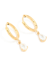Gold Plated Surgical Steel Pear Drop Prism Hoop Earrings - link has visual effect only