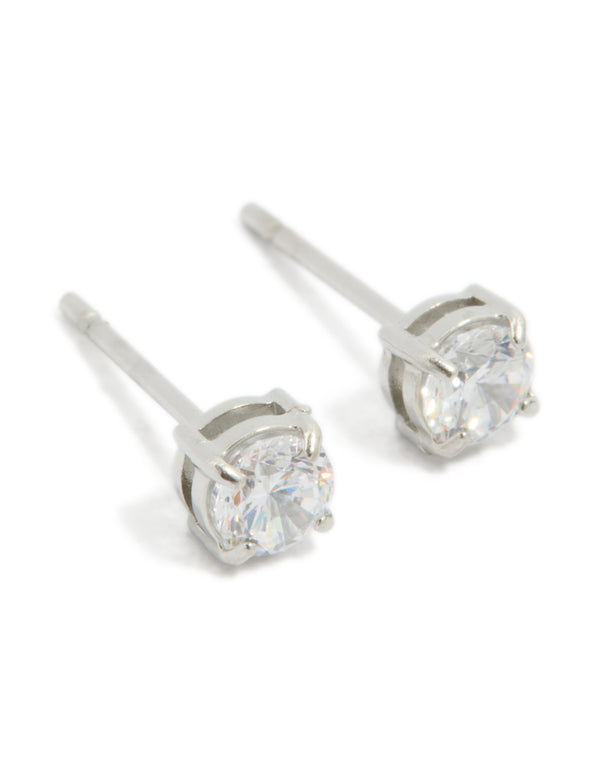 Stainless Steel 4mm Prism Stud Earrings