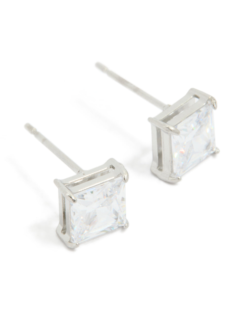 Stainless Steel 6mm Prism Square Stud Earrings