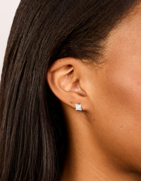 Stainless Steel 6mm Prism Square Stud Earrings - link has visual effect only