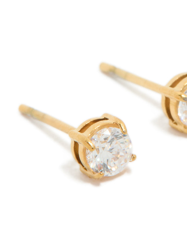 Gold Plated Surgical Steel 4mm Prism Stud Earrings