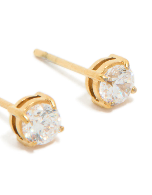 Gold Plated Surgical Steel 4mm Prism Stud Earrings