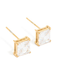 Gold Plated Surgical Steel 6mm Prism Square Stud Earrings - link has visual effect only