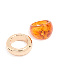 Gold & Orange Acrylic Rings 2-Pack - link has visual effect only