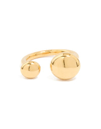 Waterproof Gold Plated Stainless Steel Double Ball Ring - link has visual effect only