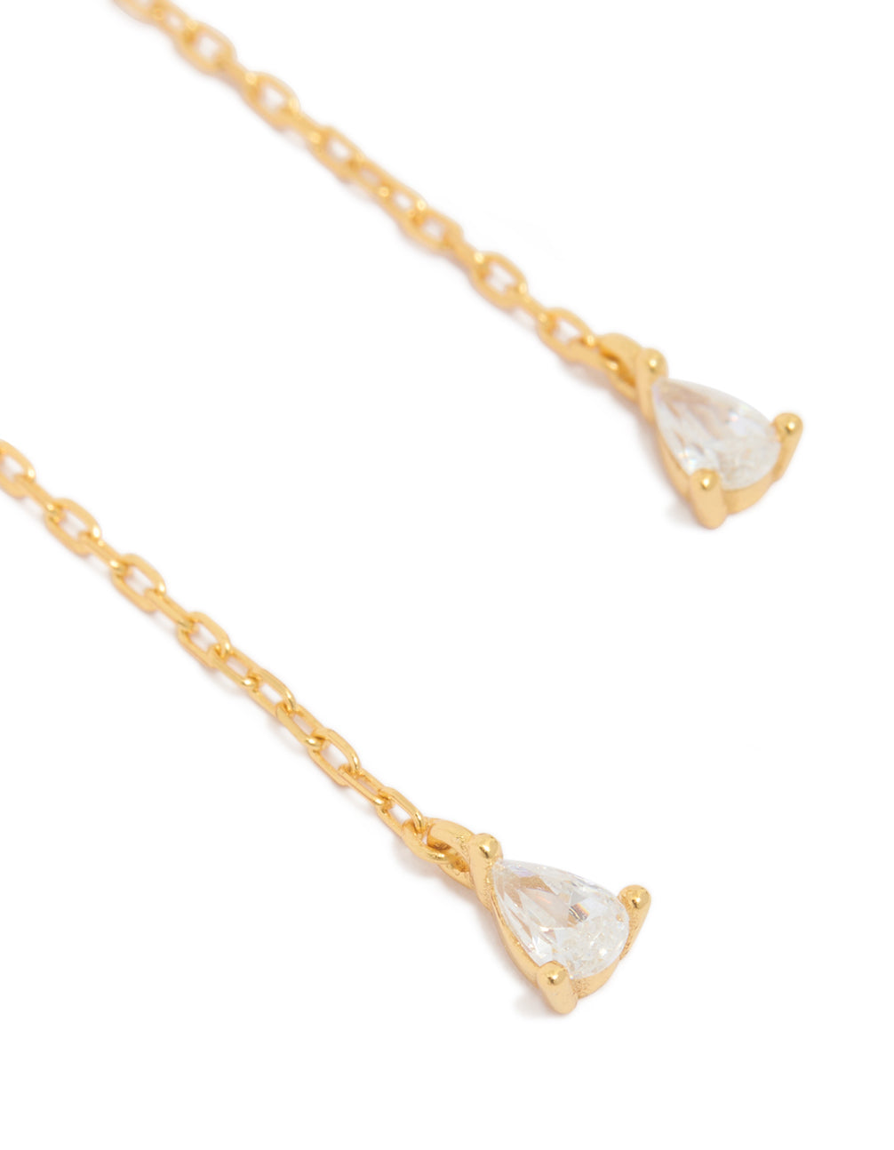 Gold Plated Sterling Silver Cubic Zirconia Chain Stud Earrings