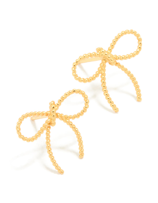 Gold Plated Sterling Silver Large Bow Earrings