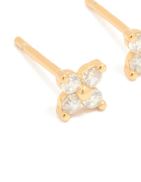 Gold Plated Sterling Silver Cubic Zirconia Mini Flower Earrings - link has visual effect only